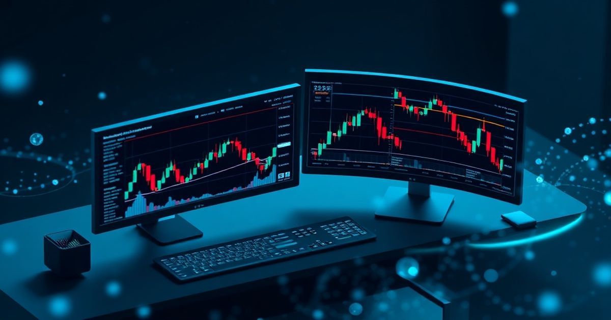 Platforma Kingfisher Trading platform interface showing real-time cryptocurrency charts with candlestick patterns and technical indicators