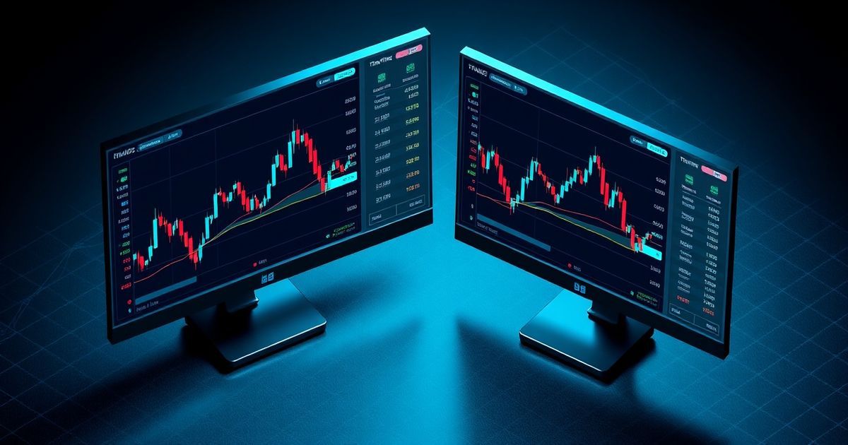 キングフィッシャー Trading platform interface showing real-time cryptocurrency charts with candlestick patterns and technical indicators