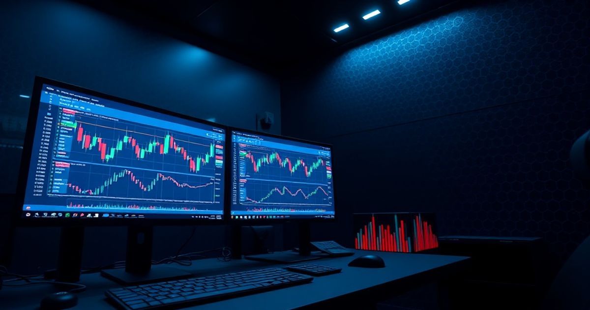 Kingfisher-Plattform Trading platform interface showing real-time cryptocurrency charts with candlestick patterns and technical indicators