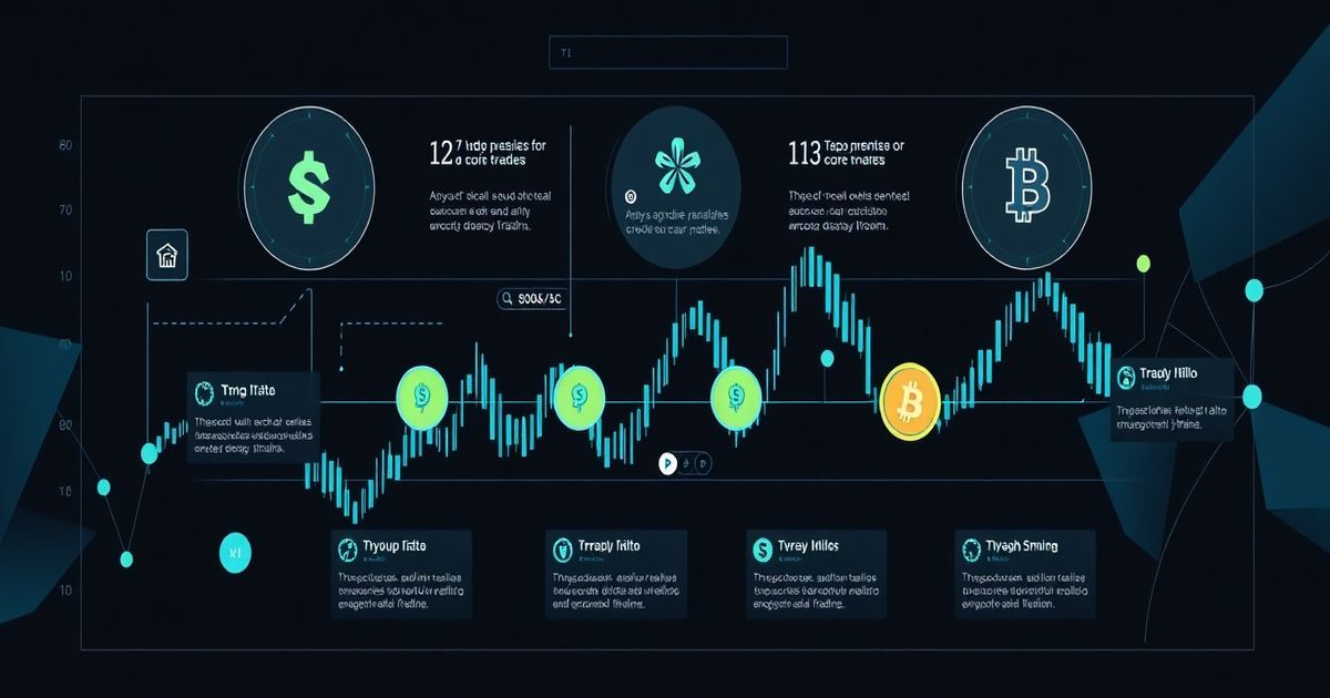 Kingfisher Trading platform interface showing real-time cryptocurrency charts with candlestick patterns and technical indicators